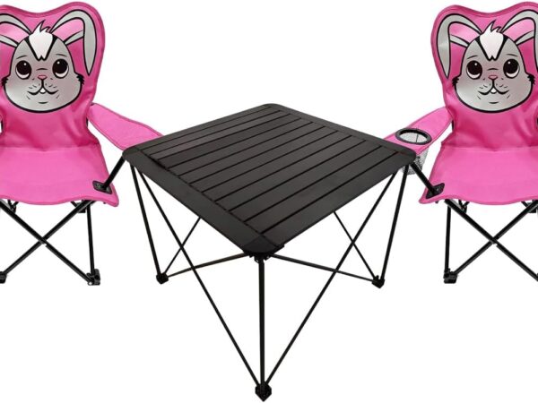 Mojawo 3er Kinder Campingmöbel Set Camping L52xB52xH46cm 1x Campingtisch + 2 Anglerstühle Textilen Outdoor mit Tasche