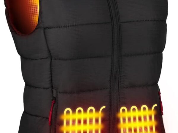 AGUG Beheizte Weste für Herren/Damen, Beheizbare Jacke Heizweste Wärmeweste Elektrisch mit 3 Stufen Temperatur Heheizte Kleidung Winterjacke für Outdoor Reiten Skifahren Camping (Keine Powerbank)