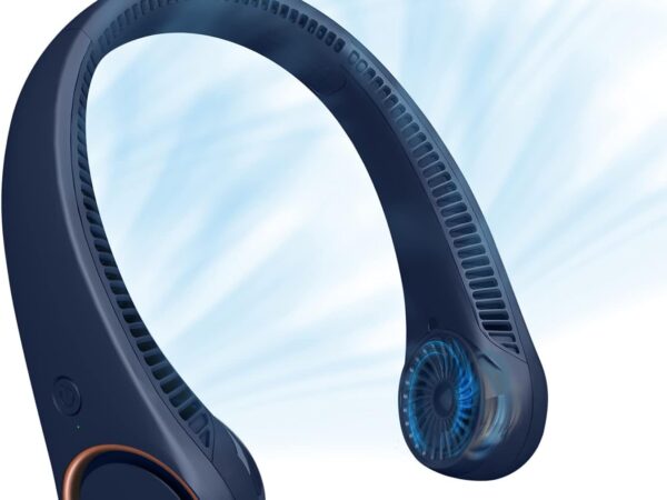 CIVPOWER Tragbarer Hals-Ventilator, händefrei, blattloser Ventilator, 360°-Kühlung, persönlicher Ventilator, USB-betriebener Hals-Ventilator für den Innen- und Außenbereich, Dunkelblau