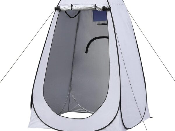 TUKAILAI Camping Toilettenzelt Duschzelt Pop Up Umkleidezelt Privatsphäre Toilette Umkleidekabine Lagerzelt Mobile Outdoor WC Zelt für Camping & Beach, mit Tragetasche 150 x 150 x 190 cm Grau