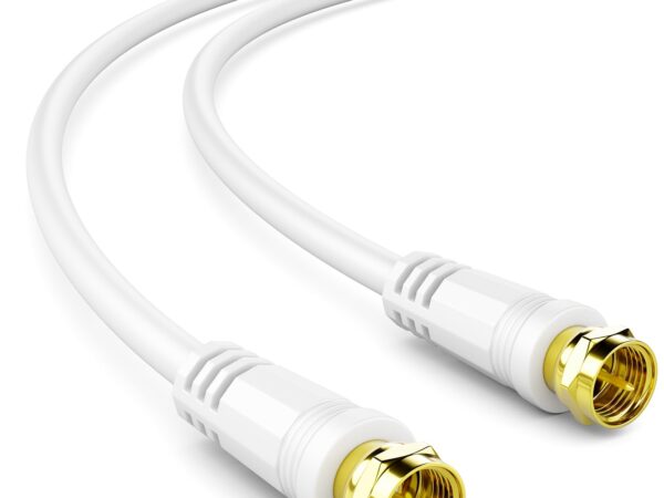 deleyCON 20m SAT TV Antennenkabel Koaxial Kabel HDTV 4-Fach Schirmung DVB-S DVB-S2 Radio DAB Vergoldete Metallstecker Weiß