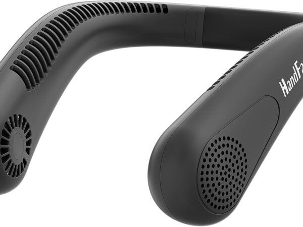 HandFan 5000mAh Halsventilator Akku Nackenventilator Tragbarer Ventilator Blattloses Mini USB Lüfter für Wandern, Outdoor Sport, Reisen, Zuhause, Büro, Blau (Schwarz-3 Geschwindigkeiten)