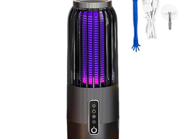 Insektenvernichter Elektrisch Mückenlampe, 2-in-1 Mückenfalle Mückenschutz mit LED-Licht, Solarenergie USB Aufladbares, Timable Funktion, Fliegenfalle Elektrischer Mückenvernichter für Innen Außen