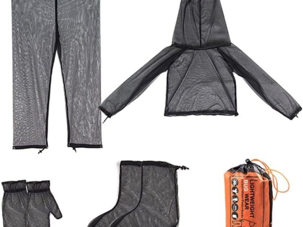 MiOYOOW Moskito Anzug, Insektenjacke Mesh Kapuzenanzüge Mückenanzug, Ultraleicht Mesh Hooded Bug Jacke für Männer Frauen Wandern Angeln Camping