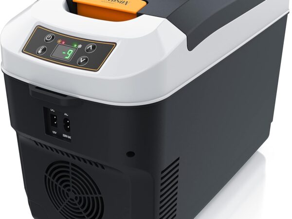 Brandson - Kühlbox elektrisch 10L – 230 V Netzspannung und 12 V KFZ Auto Bordspannung – kühlt und wärmt – Heizen max. 65°C – Herabkühlen ca 20°C unter der Umgebungstemperatur - Cool Grey