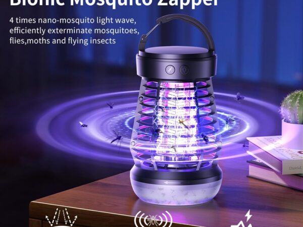 Mückenvernichter Lampe,Mückenlampe Mit Uv-Licht,Camping Insektenlamp,Insektenvernichter Elektrisch,2000V, Wiederaufladbar,Mit Led-Licht,Notbeleuchtung,Für Camping,Innenbereich,Außenbereich,Garten