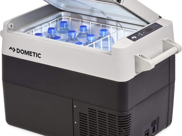 DOMETIC CoolFreeze CFF 45, tragbare elektrische Kompressor-Kühlbox, 38 Liter, 12/24 V und 230 V für Auto, Lkw, Boot, Reisemobil und Steckdose, Grau