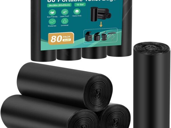 WADEO 80 Stück Toilettenbeutel reißfest haltbar, Campingtoilette Beutel Müllbeutel je 50L (0,03 mm), Tragbare Toilettentüte universell, Toiletten Zubehör Extra Dick, für Campen Wandern Reisen Küche