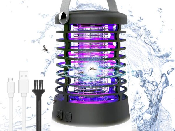 ROVLAK Insektenvernichter Elektrisch IP66 Wasserdicht 3 in 1 Mückenschutz Tragbare Mückenlampe LED Campinglampe USB Wiederaufladbar AKK für Mücken,Motten,Fliege,Spinnen