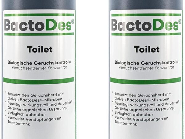 BactoDes-Toilet Sanitärflüssigkeit für Campingtoilette, Geruchsneutralisierer, zersetzt Fäkalien, Sanitär-Reiniger für Chemie-Toilette