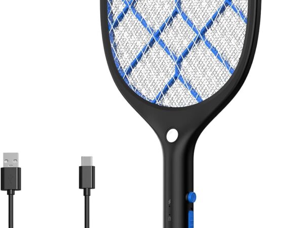 YISSVIC Elektrische Fliegenklatsche extra stark 4000 V mit LED Beleuchtung und Akku Aufladbar Schwarz