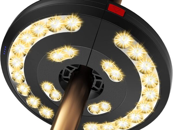 Eletorot Sonnenschirm Beleuchtung LED mit USB-Wiederaufladung, 3 Helligkeitsstufen Sonnenschirm Lichter Schnurlose Lampen für Garten Balkon Terassen Strand Camping Deko, Warmes Licht