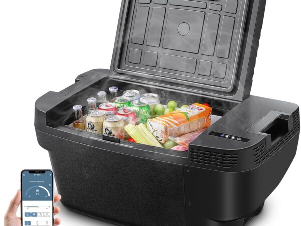 AAOBOSI Kompressor Kühlbox 35L für Tesla Model Y, 12v 230v Kühlbox Auto bis -20 °C mit App-Steuerung, kühlbox kompressor Tragbar Anti-Shake für Outdoor, Reisen, Camping, Picknick