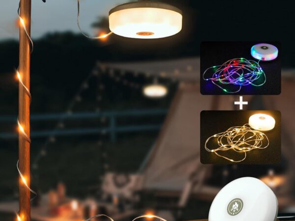 Camping Lichterkette Aufrollbar, Wasserdichte Tragbare LED Lichterkette 10m,2-in-1 USB Wiederaufladbare Outdoor-Lichterkette,Camping-Lichter, Einstellbare Helligkeit Für Outdoor Camping Hof Dekor