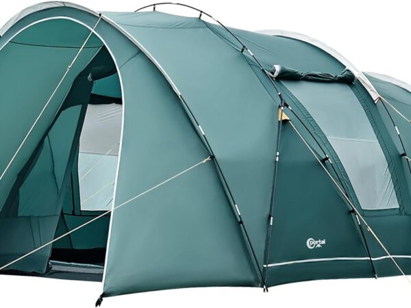 Portal Zelt 5-6 Personen Tunnelzelt Wasserdicht 3000 mm 6 Mann Campingzelt 2 Schlafkabinen mit Stehhöhe Vorzelt Bodenwanne XXL Groß Familienzelt Gruppenzelt für Camping Reise Trekking Garten
