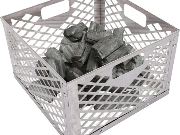 Holzkohlekorb | Offset Raucher Firebox Korb Mit Edelstahl Mit Griff | Rost-Sicht-Herd-Accessoire Für Küche, Camping Und Wandern Im Freien-ideal Zum Heizen Und Grillen