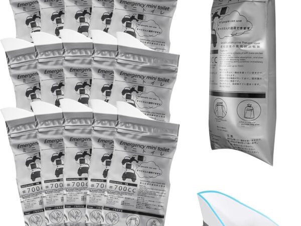 15 Urinbeutel für Unterwegs, 700ml Notfalltoilette fürs Auto, Tragbarer Notfall Toilette fürs Auto, Erbrochene Beutel, Taschen WC Frauen Männer, Gel Urinbeutel für Camping Toiletten Reisetoilette