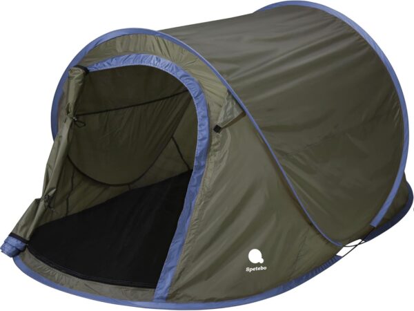 Pop Up Wurfzelt für 2-3 Personen in blau, grün oder Silber - Trekking und Camping Sofortzelt - Automatisches Sofortzelt Einhandzelt Zelt inklusive Heringe + Spannseile wasserdicht