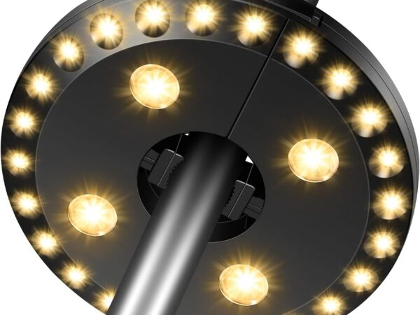 HELESIN Sonnenschirm Beleuchtung, Sonnenschirm 28 LED Licht 3 Beleuchtungmodi Batterie Betrieben, Hell Sonnenschirm Licht für Garten Balkon Terassen Strand Party Camping Deko Warmweiß