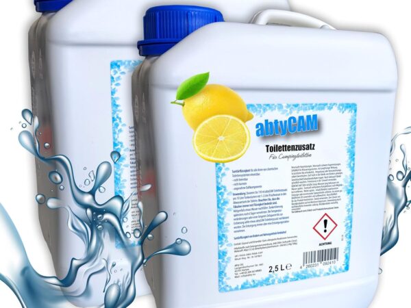 Bluecraft abtyCam - Sanitärflüssigkeit für Campingtoilette Toilettenzusatz Sanitärzusatz Chemietoilette (2X 2,5 Liter Kanister) Chemie Flüssigkeit
