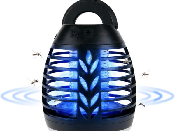 ROVLAK Insektenvernichter Campinglampe Outdoor LED Mückenlampe USB 2-In-1 Insektenvernichter Elektrisch Wiederaufladbar Mückenschutz mit 3 Beleuchtungsmodi Moskito Schutz Lampe für Freien