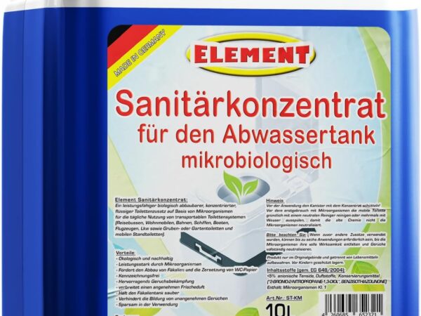 Sanitärflüssigkeit I Sanitärkonzentrat 10L I Campingtoilette Abwassertank WC I MIKROBIOLOGISCH I Sanitärflüssigkeit I Sanitärzusatz für Campingtoilette I Toilettenzusatz