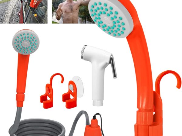 YRHome Campingdusche Akku Camping Dusche Wiederaufladbarer Akku Outdoor Dusche mit USB-Ladekabel, Tauchpumpe & Handbrause Wasserpumpe Solarduschen für Garten Reisen Camping Strand