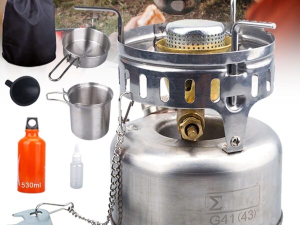 Aocay Portable Kocher, Camping Benzin Brenner Mini Campingherde, Tragbar Benzinkocher mit Aufbewahrungstasche für Camping Picknick Wandern Trekking, Kraftstoffverbrauch: 150ml/h