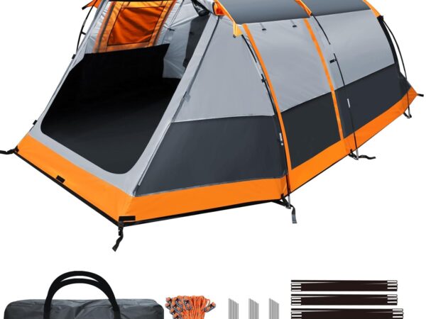 Chihee Camping Zelte Tunnel-Zelt 4 Personen Familienzelt mit 2 Türen Extra wetterfestes Zelt 4 Jahreszeiten Zelte mit doppelter wasserdichter Bodenplane Geschirmte Veranda Tragetasche für Outdoor