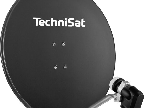 TechniSat SATMAN 850 PLUS - Satellitenschüssel mit LNB (85 cm Sat Anlage mit Masthalterung und 40mm Universal-Quattro-LNB, Multischalter wird benötigt) grau