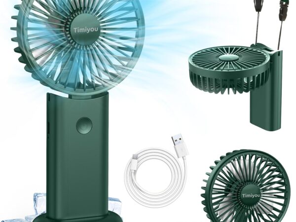Tragbarer Mini-Ventilator, Handventilator, kleiner Ventilator für Reisen, wiederaufladbarer Handventilator mit 3 Geschwindigkeitsstufen, persönlicher Ventilator für Outdoor, Umzug, Büro, Camping