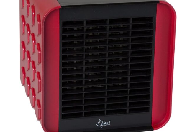 SUNTEC PTC Heizlüfter Heat Block - Leiser Elektroheizer, 1500 Watt | Elektro-Heizung 3 Heizstufen | Rot/Schwarze Elektroheizung | Elektrischer Wärmeheizer für Schlafzimmer, Wohnzimmer