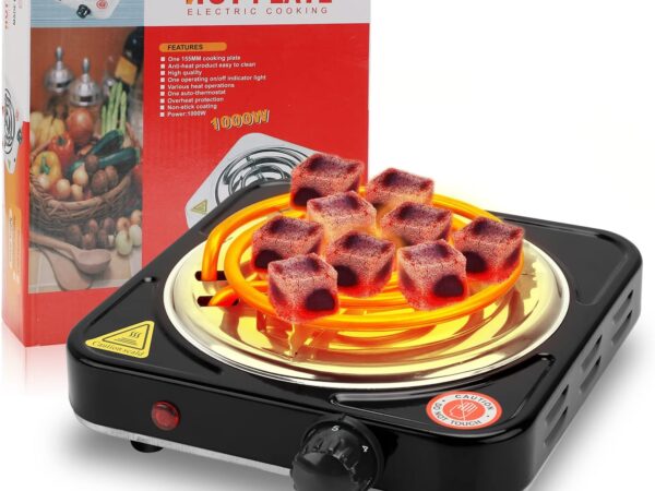 Yuragim Elektrischer Kohleanzünder Kohlebrenner Toaster Elektrisch Heizplatte Brenner Kohlegitter 1000W Mobile Herdplatte Elektro Elektrischer Kohlegrill für Kohle Kokoskohle Hause Camping Küchenherd