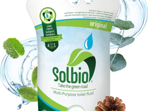 Solbio Original Sanitärflüssigkeit für Campingtoilette 1,6l 100% Bio & Vegan - Biologisch abbaubarer Sanitärzusatz mit Duft von Eukalyptus, Kiefer und Minze