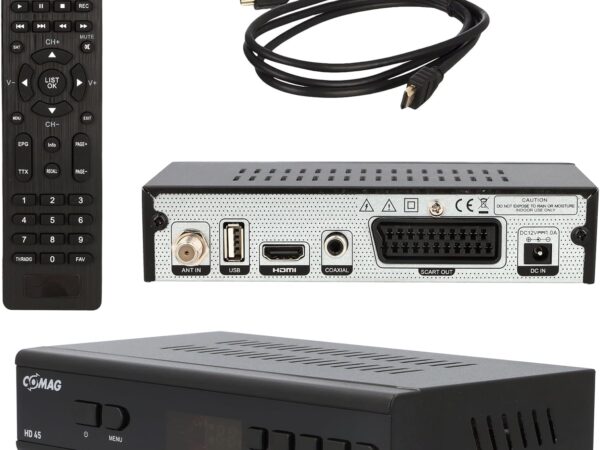 COMAG HD 45 digitaler HD SAT Receiver (HDTV, DVB-S2, HDMI, 1080p, SCART, USB Mediaplayer, Full HD, Astra vorinstalliert) schwarz