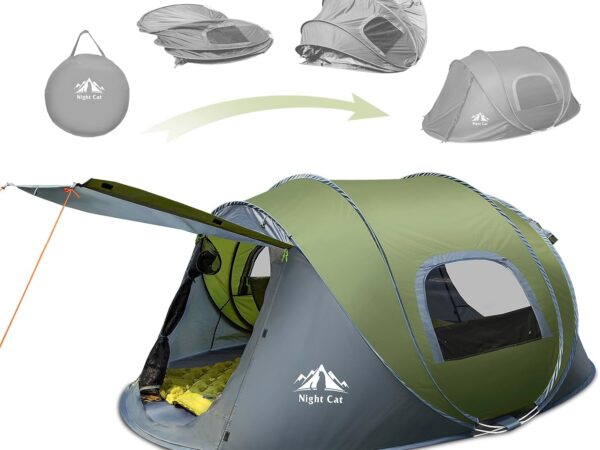 Night Cat Pop Up Zelt 2 4 Personen Wasserdicht Wurfzelt Atmungsaktiv Einfache Einstellung für Camping Wandern