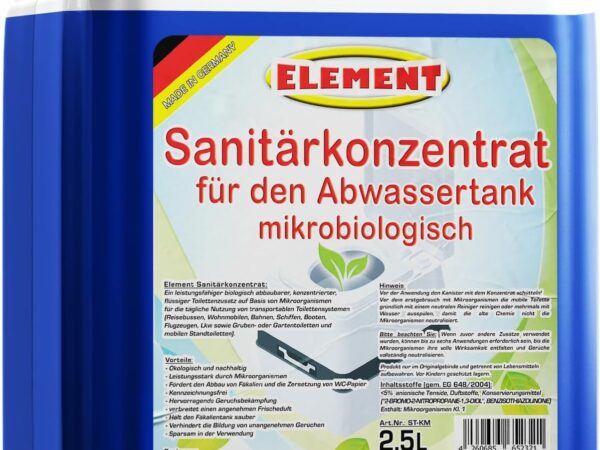 Sanitärflüssigkeit I Sanitärkonzentrat 2,5l I Campingtoilette Abwassertank WC I MIKROBIOLOGISCH I Sanitärflüssigkeit I Sanitärzusatz für Campingtoilette I Toilettenzusatz