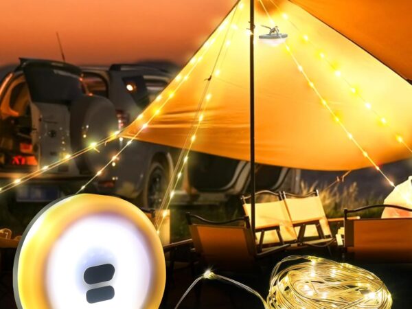 Campinglampe, usb lichterkette camping 10M, lichterkette camping vorzelt, Multifunktionale Tragbare Campingleuchte, Wasserdicht IP67 für Camping und Wandern, Innen- und Außendekoration