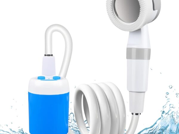 Bewinner Tragbare Campingdusche – Elektrische Duschpumpe mit 4000 MAh Wiederaufladbarem Akku, IPX7-Wasserpumpe Zum Wandern, Autowaschen, Haustierbad