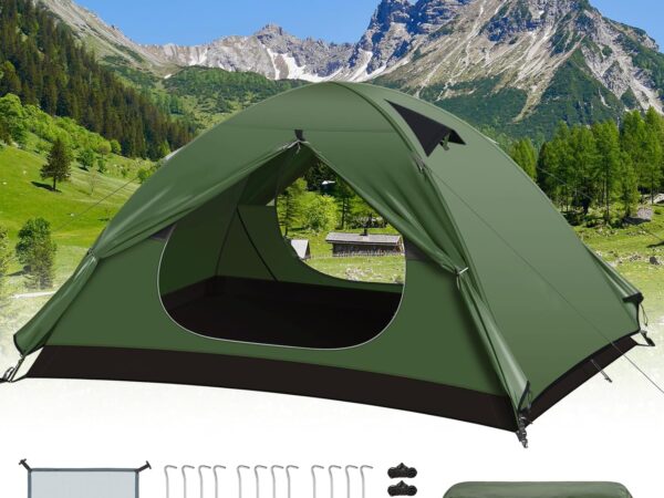 Zelt, VOSOIR Ultraleichte Camping Zelt, Kuppelzelt 2-3 Personen Wasserdichtes, UV-Schutz, 3-4 Staffel, Aluminum Zeltstange, Sofortiges Aufstellen, für Strand, Trekking, Camping und Outdoor