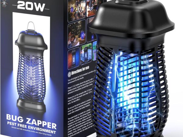 NIIYOCA Insektenvernichter Elektrisch, Mückenlampe 20W 4200V Fliegenfalle Elektrisch mit UV, Mückenabwehr IPX4 Wasserdicht, Wirksame Mückenfalle Fliegenfänger Insektenfalle für Innen und Draußen