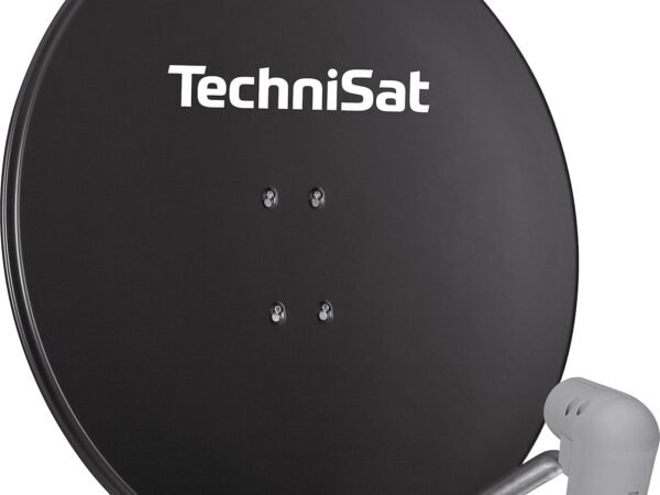TechniSat SATMAN 850 PLUS Satellitenschüssel (85 cm Sat Anlage mit Masthalterung und Universal Twin-LNB für bis zu 2 Teilnehmer) grau