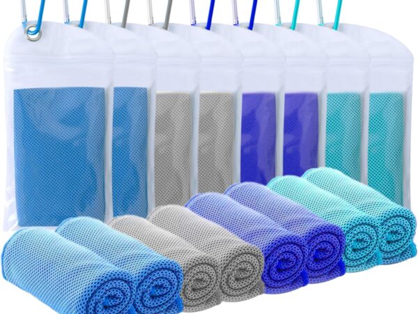 SZELAM Kühlendes Handtuch - 8 Packungen Weiches, Atmungsaktives Mikrofaser-Handtuch für Yoga, Fitnessstudio, Training, Sport, Fitness, Laufen, Camping, Wandern (40" x 12")