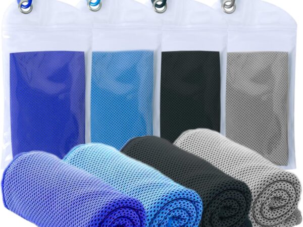 SZELAM 40/''x 12/''kühlende Handtücher, 4 Pcs kühlende Handtuch für Hals und Gesicht, Fitness-Handtücher, Yoga, Golf, Camping, Outdoor-Sporthandtuch sofortige Kühlung, Blau-grau-schwarz-dunkelblau