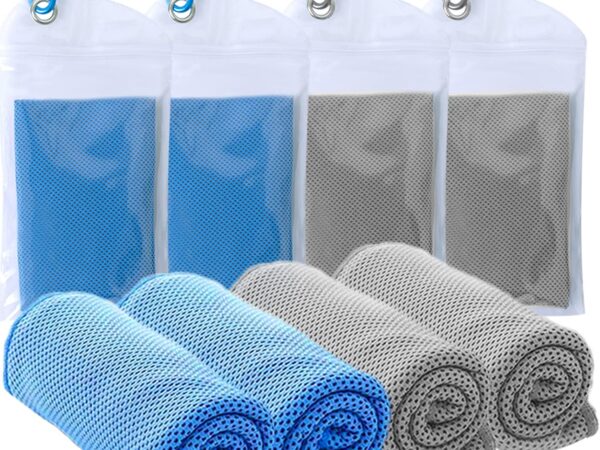 SZELAM Kühlendes Handtuch, 4 Packungen Weiches, Atmungsaktives Mikrofaser-Handtuch für Yoga, Fitnessstudio, Training, Sport, Fitness, Laufen, Camping, Wandern (40" x 12")