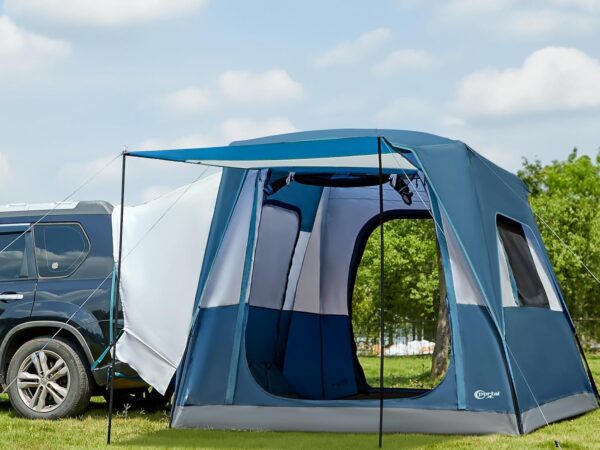 PORTAL Heckzelt 4-5 Personen 2 in 1 Auto Zelt mit Sonnensegel 305x245x220cm 3000mm wasserdicht Familienzelt Festivalzelt für Auto Reise Camping