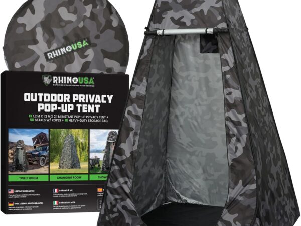 Rhino USA Tragbares Pop Up Zelt - Ultimatives Umkleidezelt - Duschzelt Camping - Toilettenzelt, WC Zelt, Umkleidekabine Wasserdicht für Outdoor, Strand und Camping - Leicht, Robust, Sofortiger Aufbau