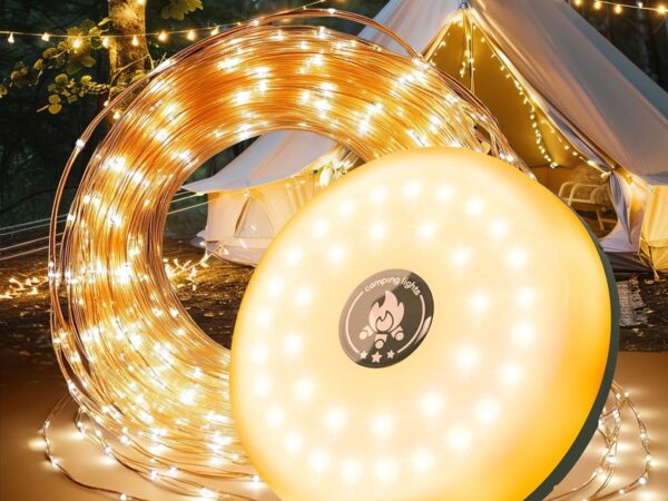 miudeco 10 M Camping Lichterkette, Camping Lichterkette Aufrollbar, Tragbare Wiederaufladbare Led Lichterkette, üBer USB Wiederaufladbare Camping FüR Outdoor Campingzelt Terrassendekoration