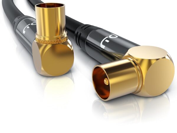CSL - 12,5m 8k 4k HDTV Antennenkabel 75 Ohm 90 gewinkelt - Stecker 90 Grad Kupplung 90 Grad- DVB-T und DVB-T2 Radio UKW DAB DAB - robuste Vollmetallstecker - hochdichte Schirmung
