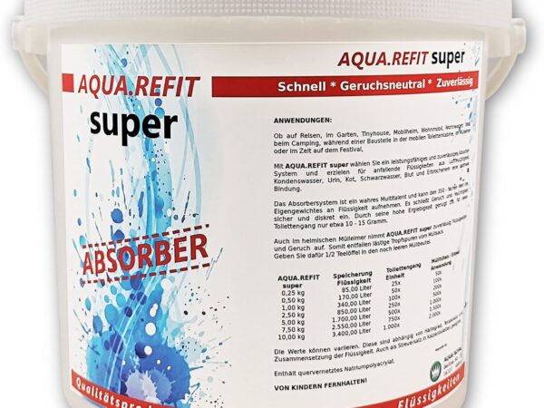 AQUA.REFIT plus Super Absorber Aufsaugen Wohnmobil Camping Toilette Chemie WC Boot Festival Zelten Urinal Urin KOT Flüssigkeit (2,5 kg) 13,04 €/kg